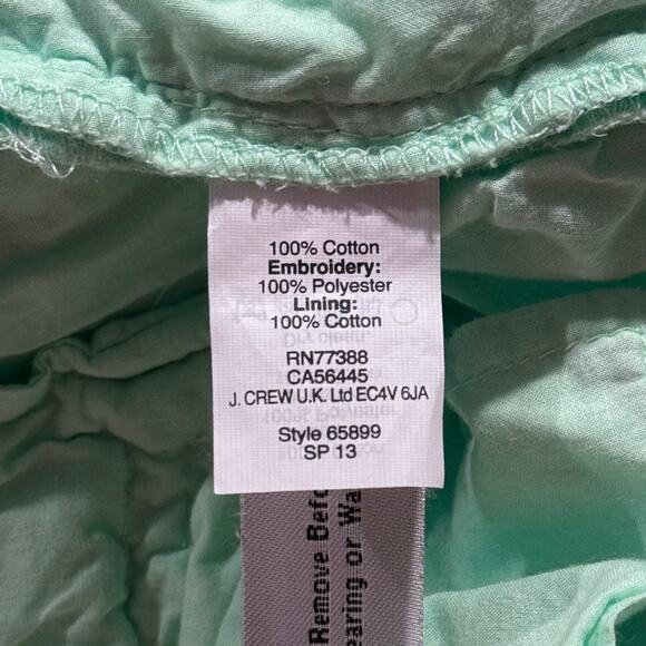 J Crew Pants Cafe Crop Pinwheel Eyelet Minimalist Pastel Boho Glam Luxe Green 00 - Picture 3 of 4